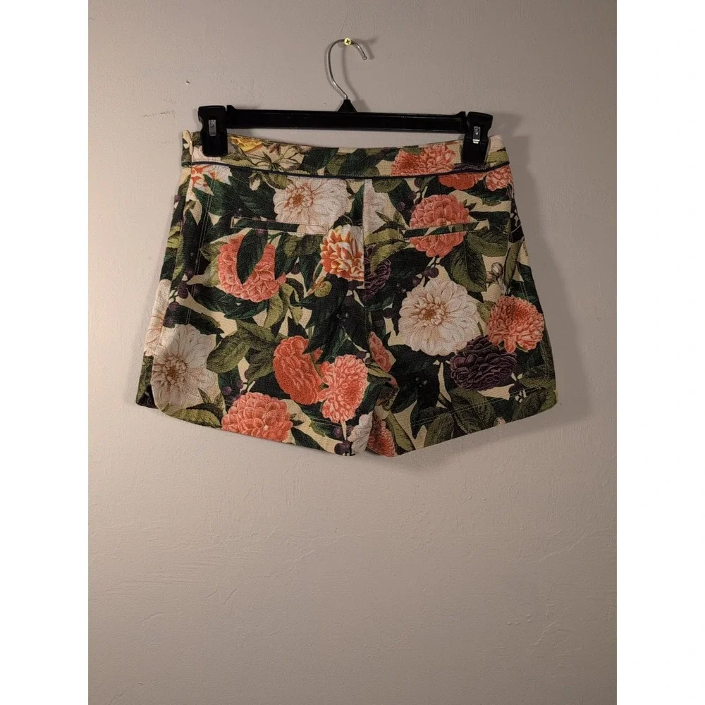 Anthropologie Elevenses Shorts Floral Bloom Side‎ Zip Pockets Size 4